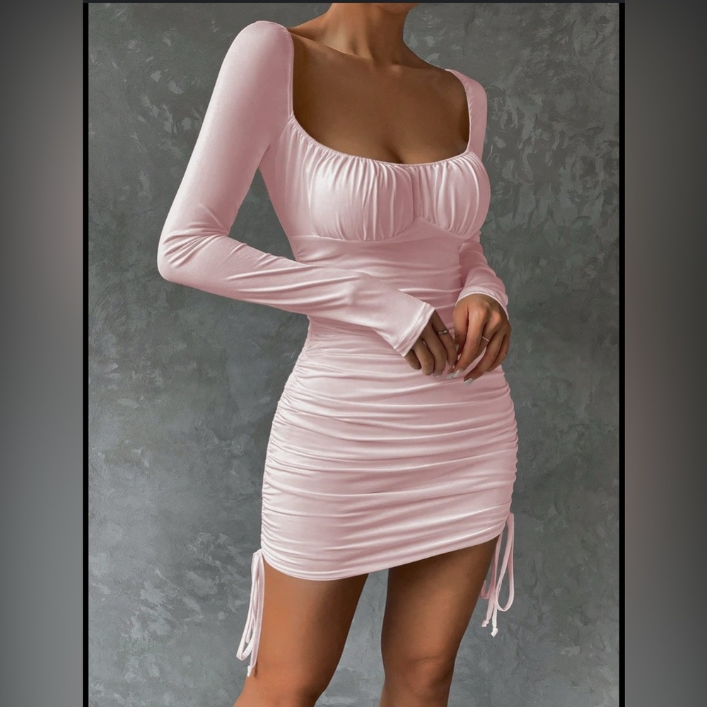 Elegant Pink Long Sleeve Dress